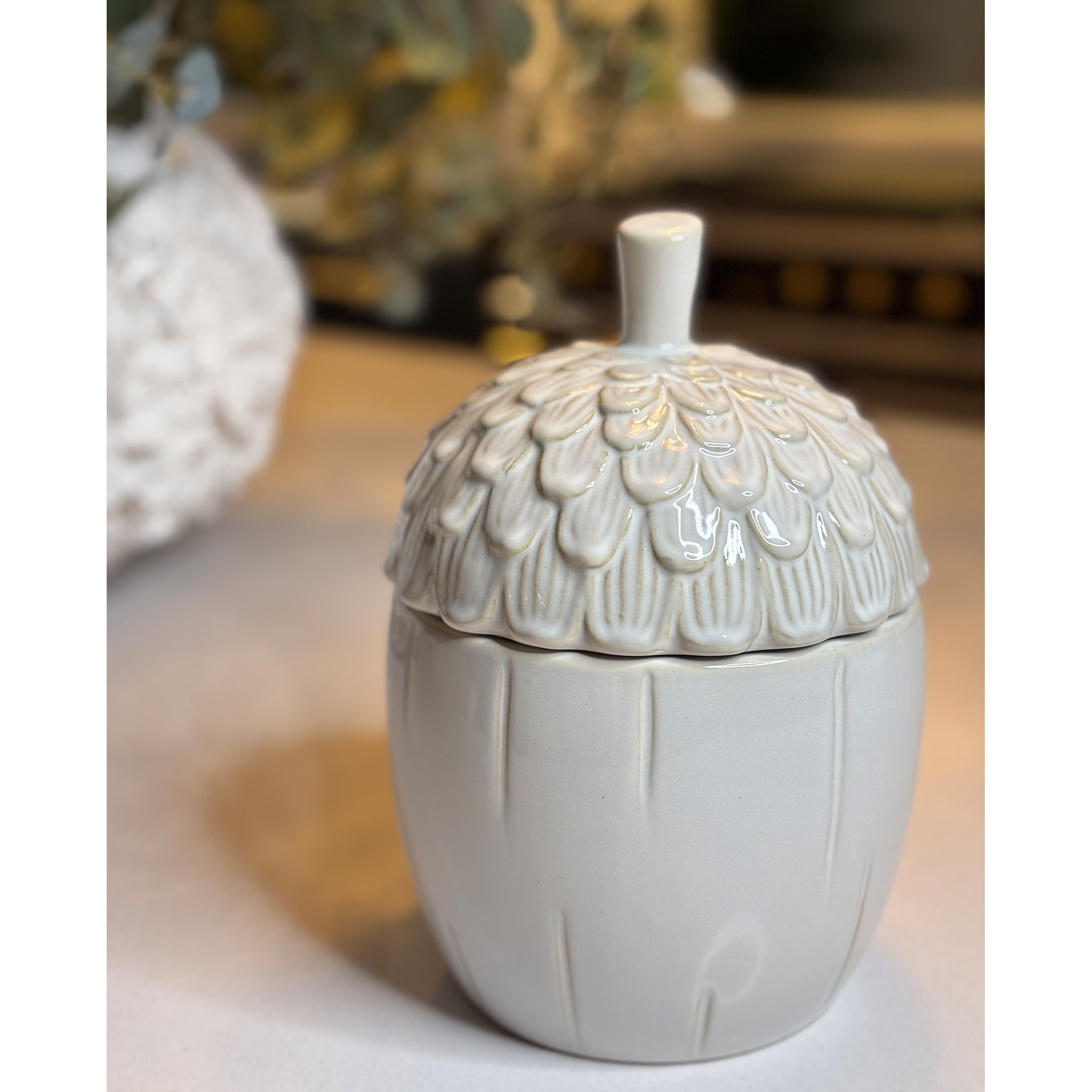 White Acorn Ornamental Jar